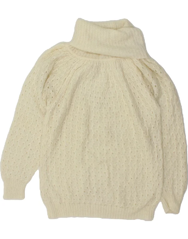 Price Drop VINTAGE Womens Roll Neck Jumper Sweater UK 16 Large Off White