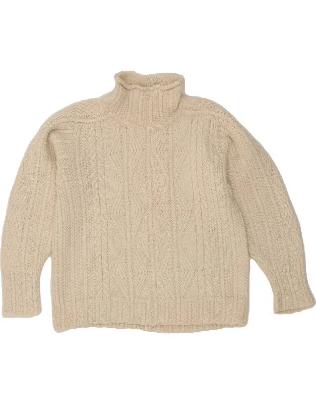 Savings Galore INIS MEAIN Womens Crop Turtle Neck Jumper Sweater UK 14 Medium Off White