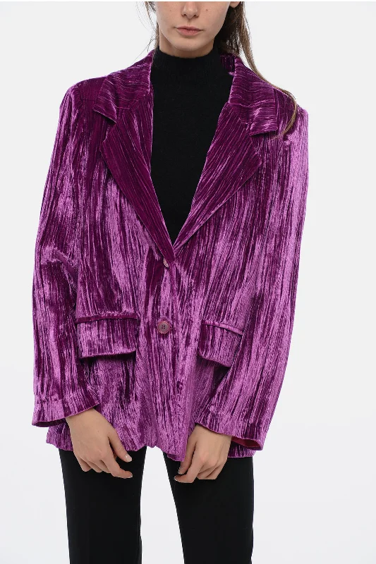 Extra Savings Sleep No More Curly Velvet Loose-Fit Blazer With Paded Shoulder L Standard Size Extra Savings Sleep No More Curly Velvet Loose-Fit Blazer With Paded Shoulder L Standard Size