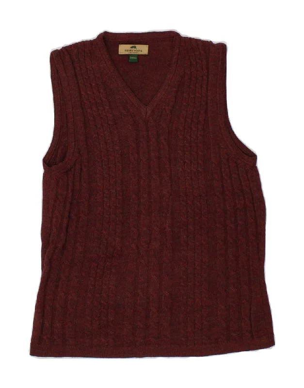 Super Sale HENRY WHITE Womens Vest Tank Top UK 10 Small Maroon Wool