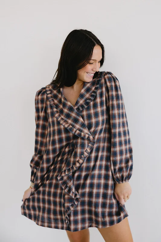Sale Event Ayden Mini Dress - Navy Plaid