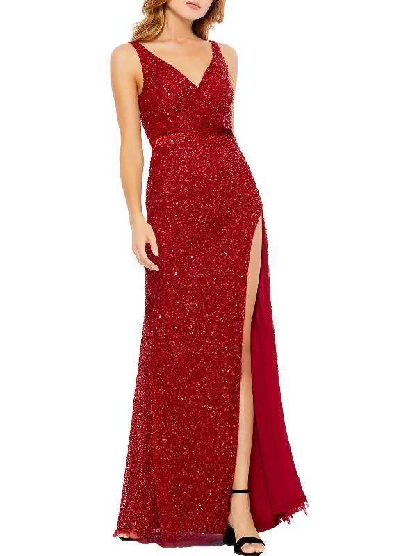 Last Chance Womens Sequined Maxi Evening Dress