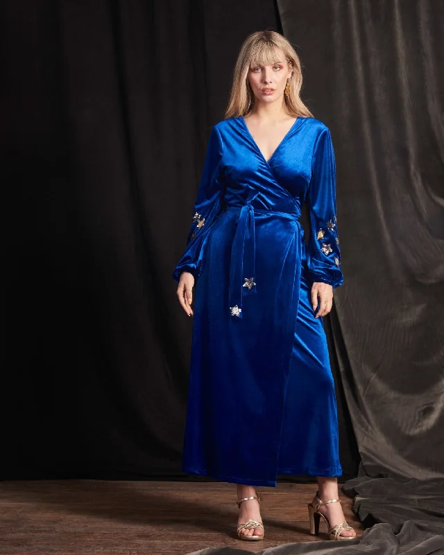 Savings Galore Babooska Maxi Wrap Dress – Royal Blue Velvet