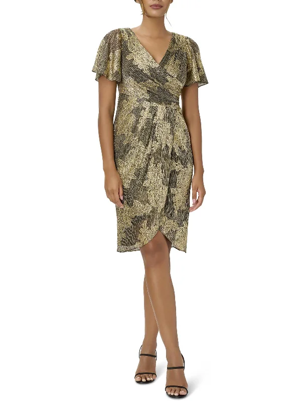 Final Clearance Womens Metallic Midi Cocktail and Party Dress