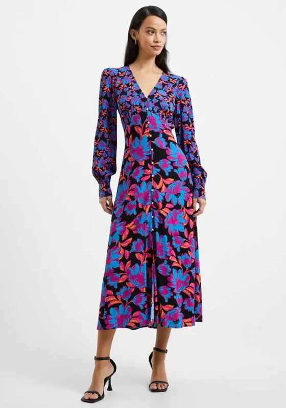 Value Deals French Connection Darla Eco Anita Drape Maxi Dress, Black Multi