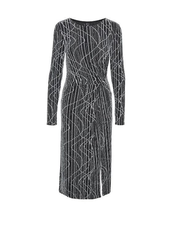 Weekend Deal Vero Moda Kanz Glitter Midi Length Dress, Black & Silver
