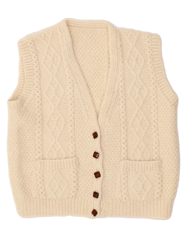 Massive Deals VINTAGE Womens Crop Sleeveless Cardigan Sweater UK 12 Medium Off White Massive Deals VINTAGE Womens Crop Sleeveless Cardigan Sweater UK 12 Medium Off White