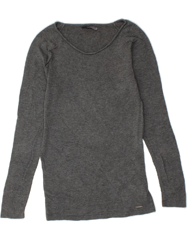 Don't Miss CALVIN KLEIN JEANS Womens Boat Neck Jumper Sweater UK 4 XS Grey