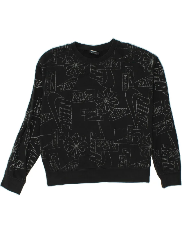 Massive Deals NIKE Womens Oversized Graphic Sweatshirt Jumper UK 10 Small Black Cotton