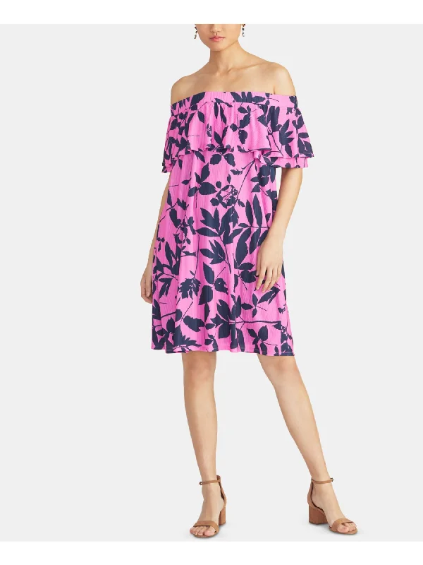 Bargain Blast RACHEL ROY Womens Pink Floral Short Sleeve Off Shoulder Above The Knee Party Shift Dress Bargain Blast RACHEL ROY Womens Pink Floral Short Sleeve Off Shoulder Above The Knee Party Shift Dress