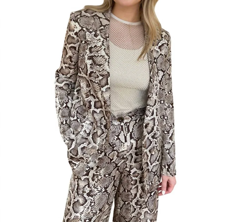 Bonus Savings Cerreto Single Breasted Blazer In Natural Python