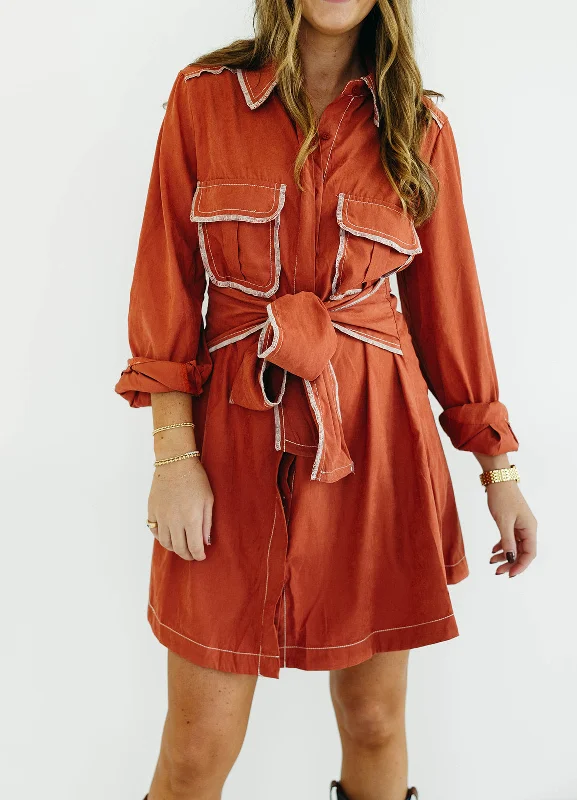 Super Savings Kai Mini Dress - Rust