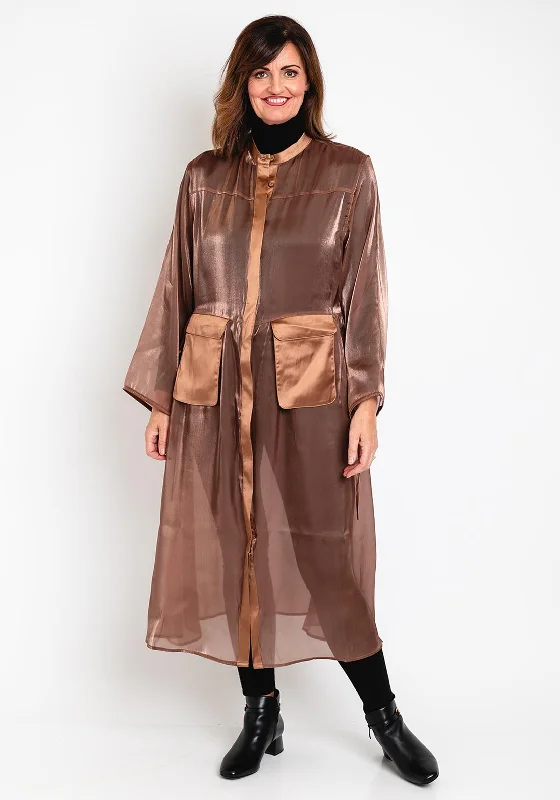 Super Sale Natalia Collection One Size Sheer Mesh Coat Dress, Bronze