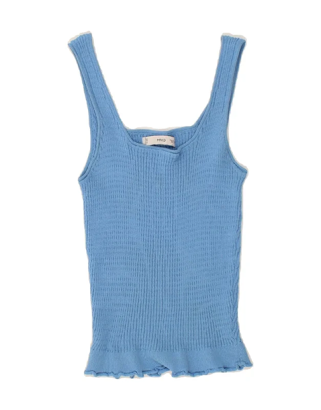 Mega Sale MANGO Womens Crop Vest Tank Top UK 18 XL Blue
