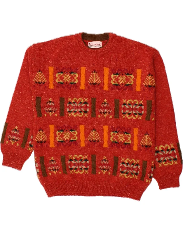 Limited Time Discount STEFANEL Womens Crew Neck Jumper Sweater UK 20 2XL Red Fair Isle Wool Limited Time Discount STEFANEL Womens Crew Neck Jumper Sweater UK 20 2XL Red Fair Isle Wool