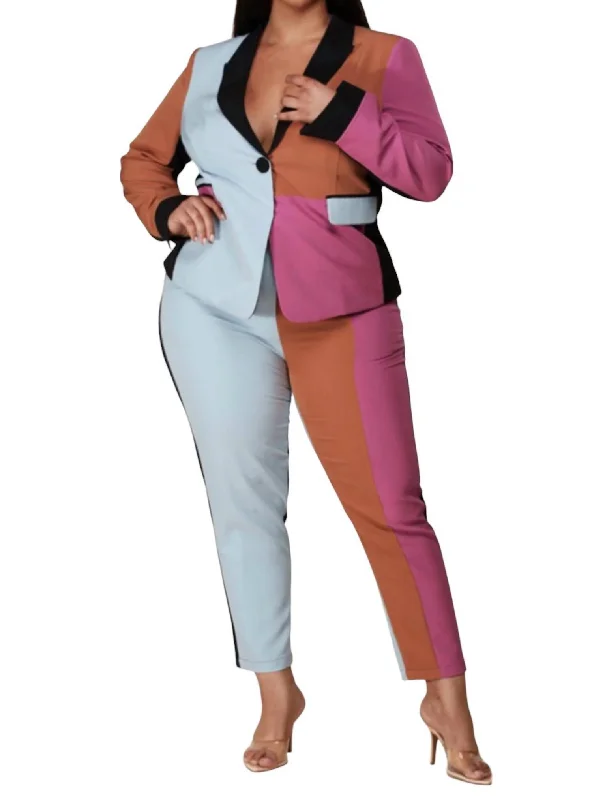Markdowns Colorblock Pant Suit In Multicolored