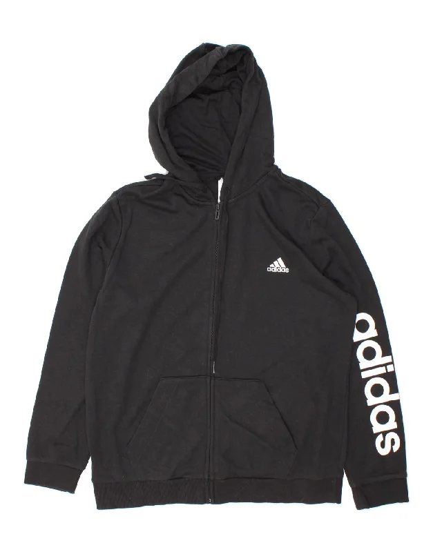 Mega Sale ADIDAS Womens Graphic Zip Hoodie Sweater UK 20/22 XL Black Cotton