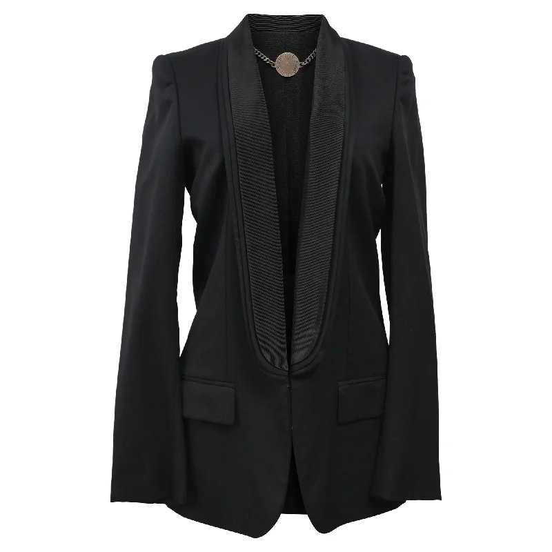 Bargain Blast Stella Mccartney Contrast Lapel Detail Single-Breasted Blazer in Black Wool