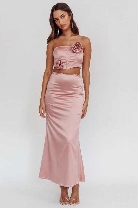 Don't Miss Like A Dove Satin Maxi Skirt Mauve