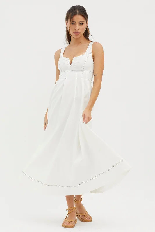 Midnight Madness Isadore V-Bust Midi Dress White