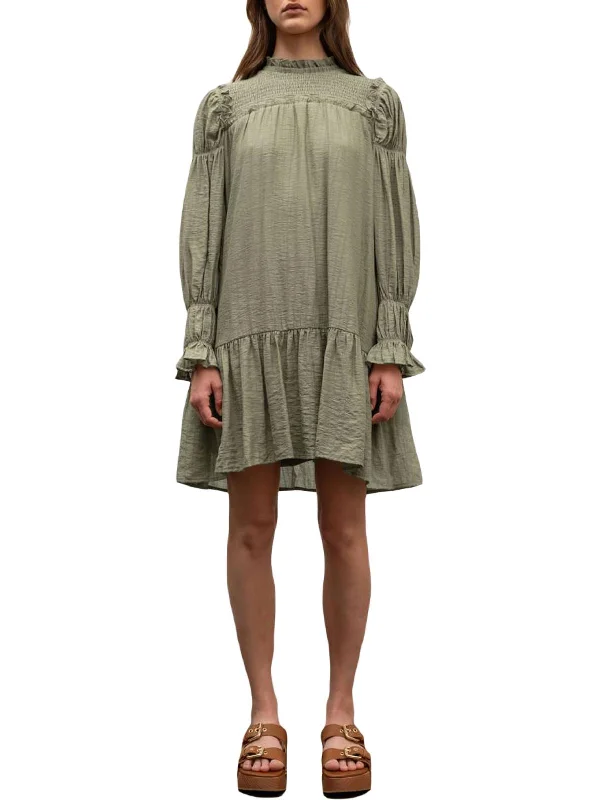 Now or Never Womens Smocked Mini Shift Dress