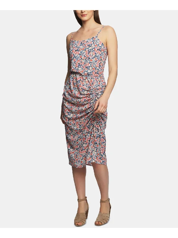 Extra Savings 1. STATE Womens Coral Floral Spaghetti Strap Scoop Neck Sheath Dress