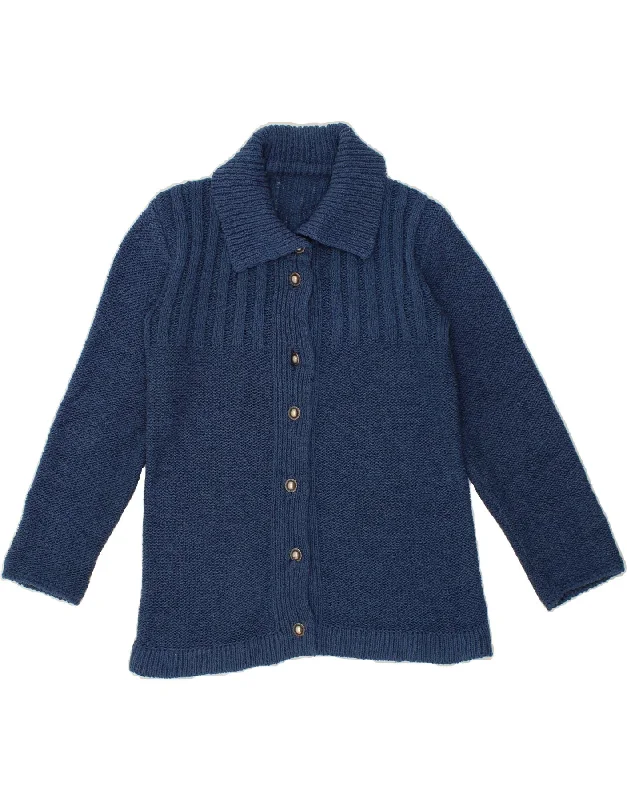 Buy Now VINTAGE Womens Cardigan Sweater UK 12 Medium Navy Blue