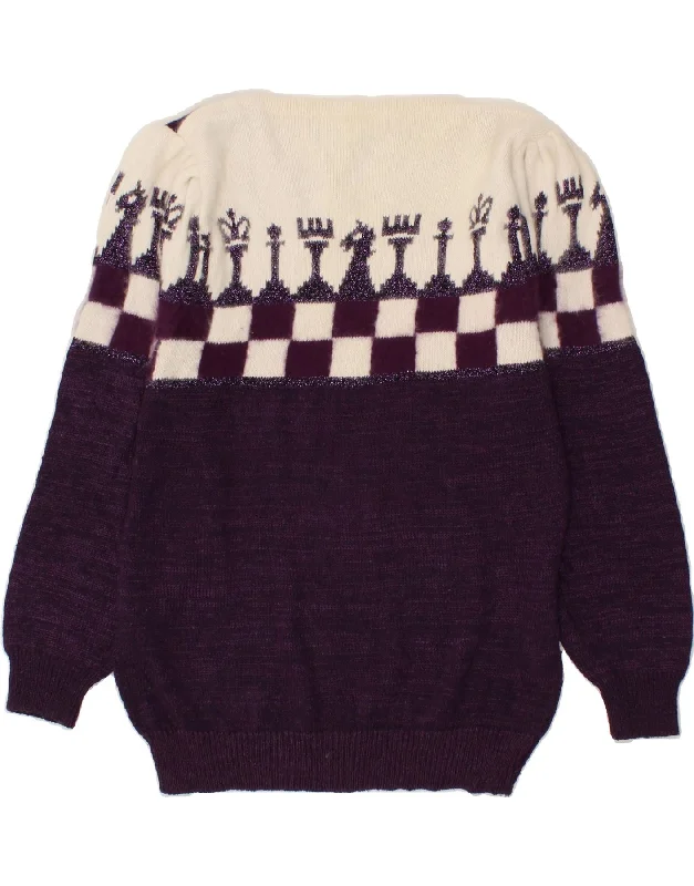 Blowout Sale VINTAGE Womens Boat Neck Jumper Sweater EU 38 Medium Purple