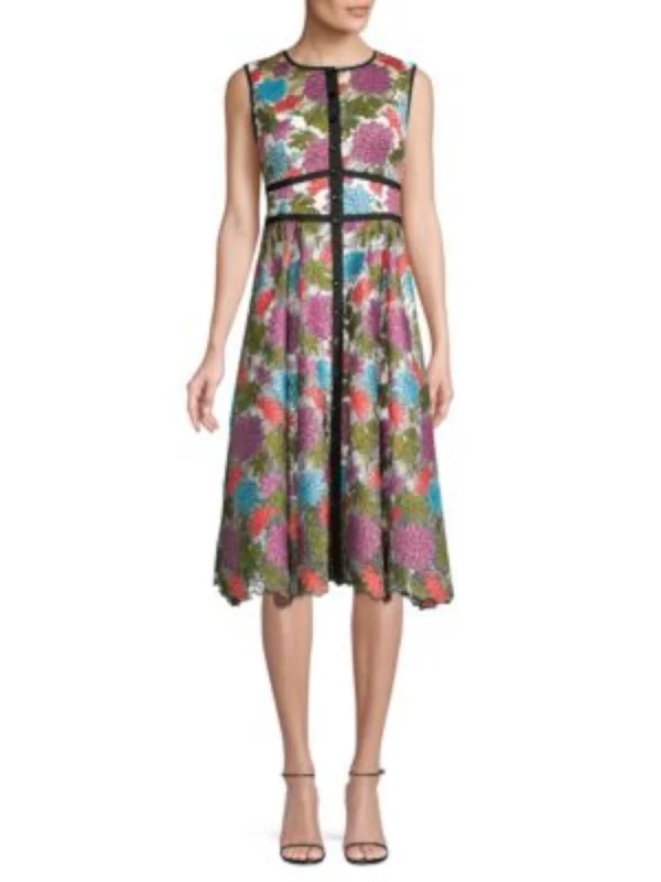 Limited Time Offer NANETTE LEPORE Womens Purple Embroidered Floral Sleeveless Knee Length Party A-Line Dress Limited Time Offer NANETTE LEPORE Womens Purple Embroidered Floral Sleeveless Knee Length Party A-Line Dress