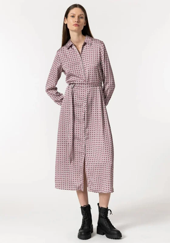 Special Buy Tiffosi Satin Geo Print Midi Shirt Dress, Pink