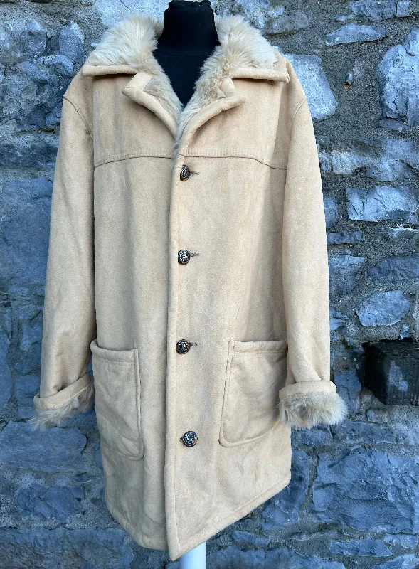 Year-End Sale 90s Beige suede coat Large