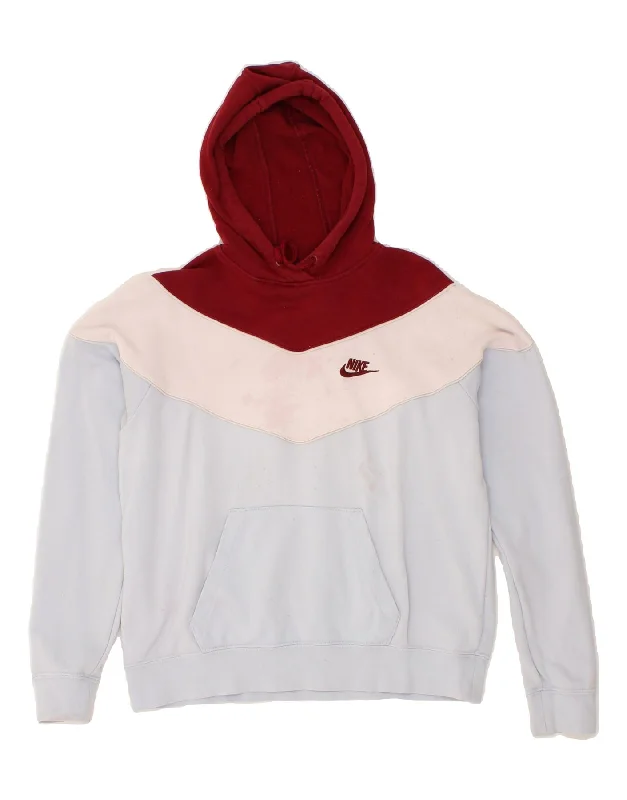 Overstock Sale NIKE Womens Hoodie Jumper UK 10 Small Blue Colourblock Cotton