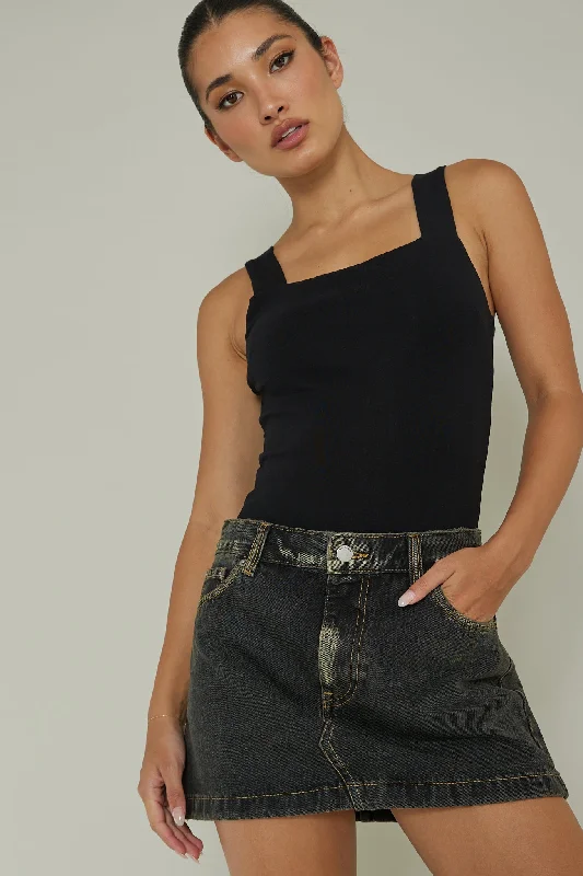 Shop and Save High Time Square Neckline Leotard Black