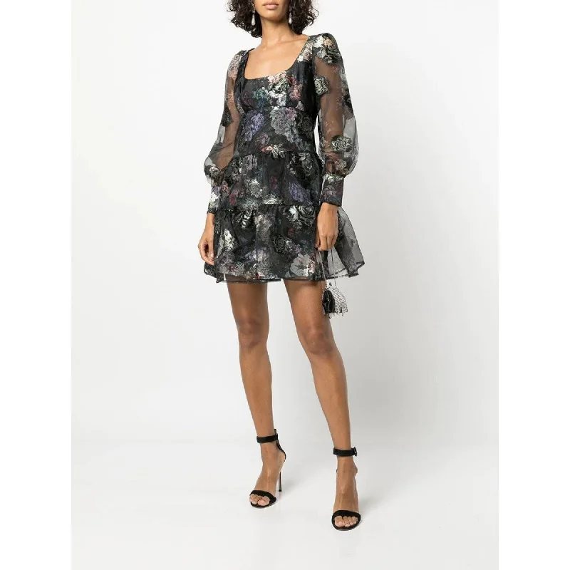 Best Deals U-neck Smocked Printed Cocktail Dress