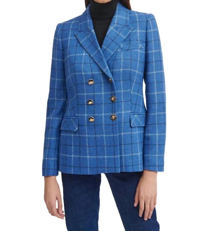 Deal Dash Andes Double Breasted Tweed Blazer In Blue