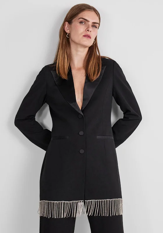 Quick Sale Y.A.S Jessi Embellished Fringe Blazer Mini Dress, Black