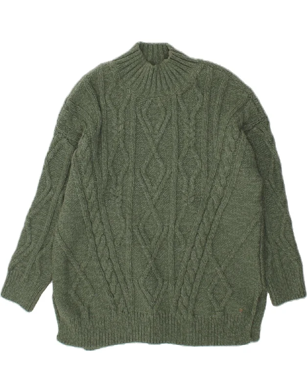 Closeout FAT FACE Womens Turtle Neck Jumper Sweater UK 22 3XL Green Acrylic