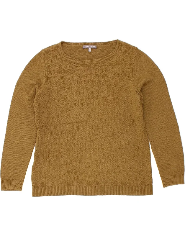 Online Only LAURA ASHLEY Womens Boat Neck Jumper Sweater UK 12 medium Khaki Cotton