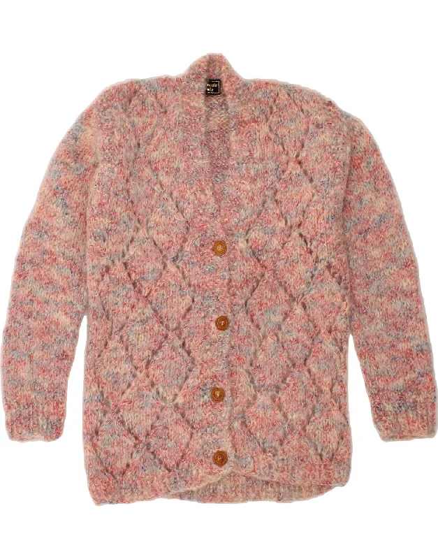 Price Reduction VINTAGE Womens Cardigan Sweater UK 12 Medium Pink Acrylic