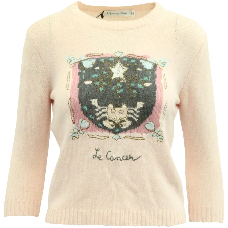 Lowest Prices Dior Cancer Zodiac Sweater in Light Pink Cashmere