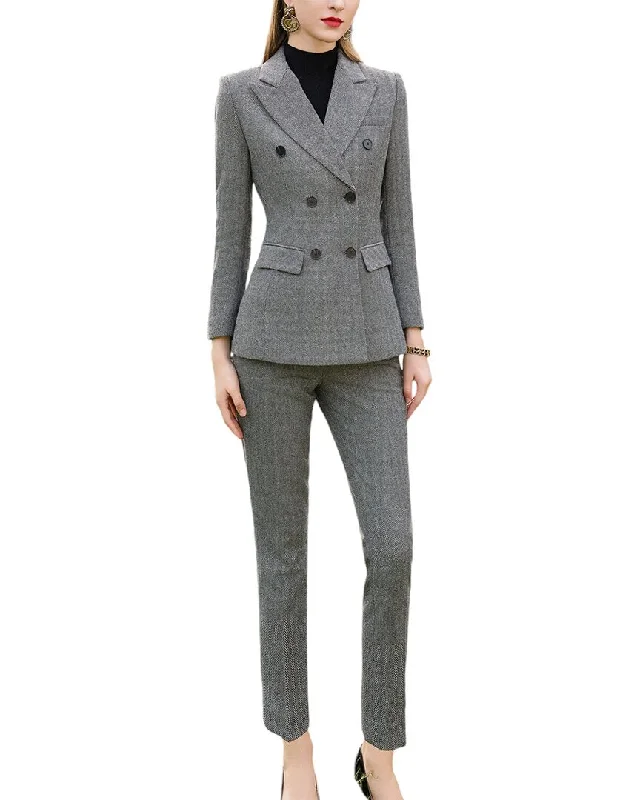 Super Bargain Anette 2pc Wool-Blend Blazer & Pant Set