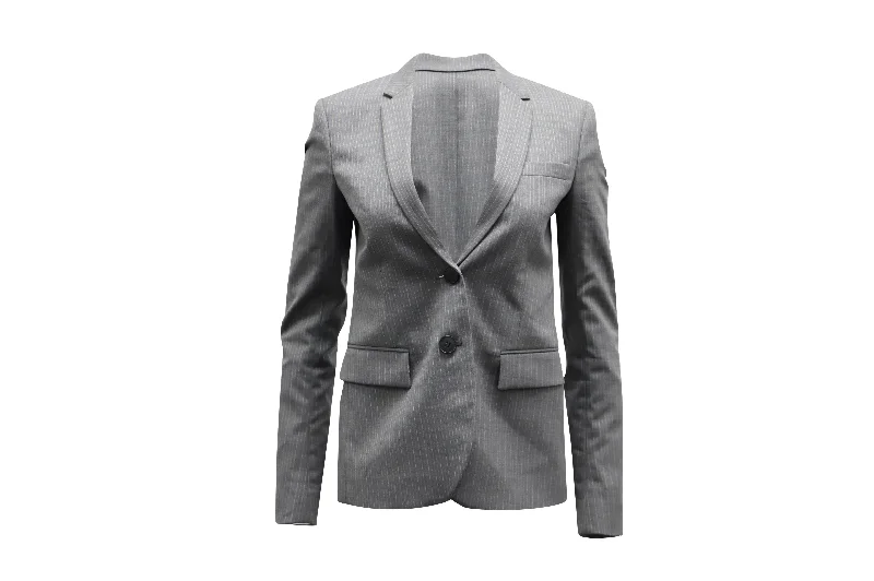 Take Advantage Theory Single-Breasted Suit Jacket in Light Gray Wool-blend