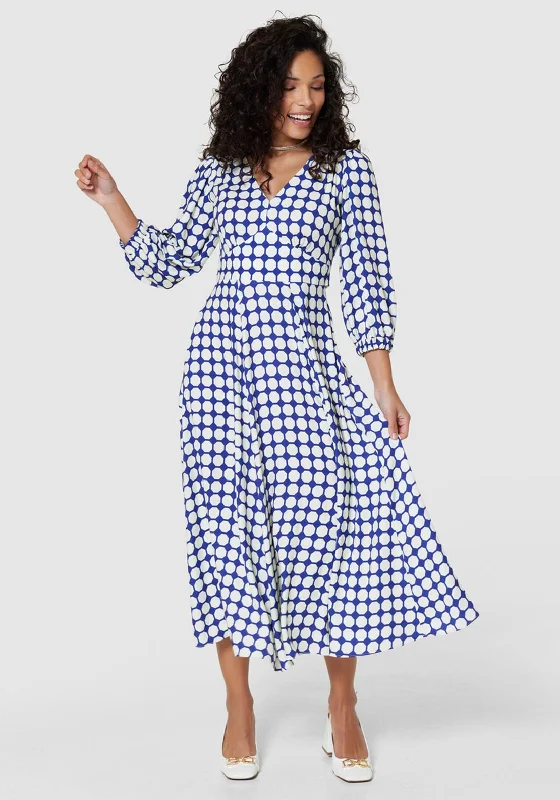 Take Advantage Closet London Bold Print A-line Midi Dress, Blue