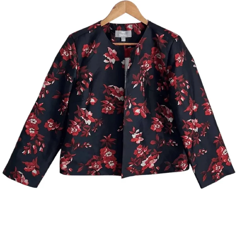 Bargain Prices Women's Floral Short Blazer Jacket In Black And White