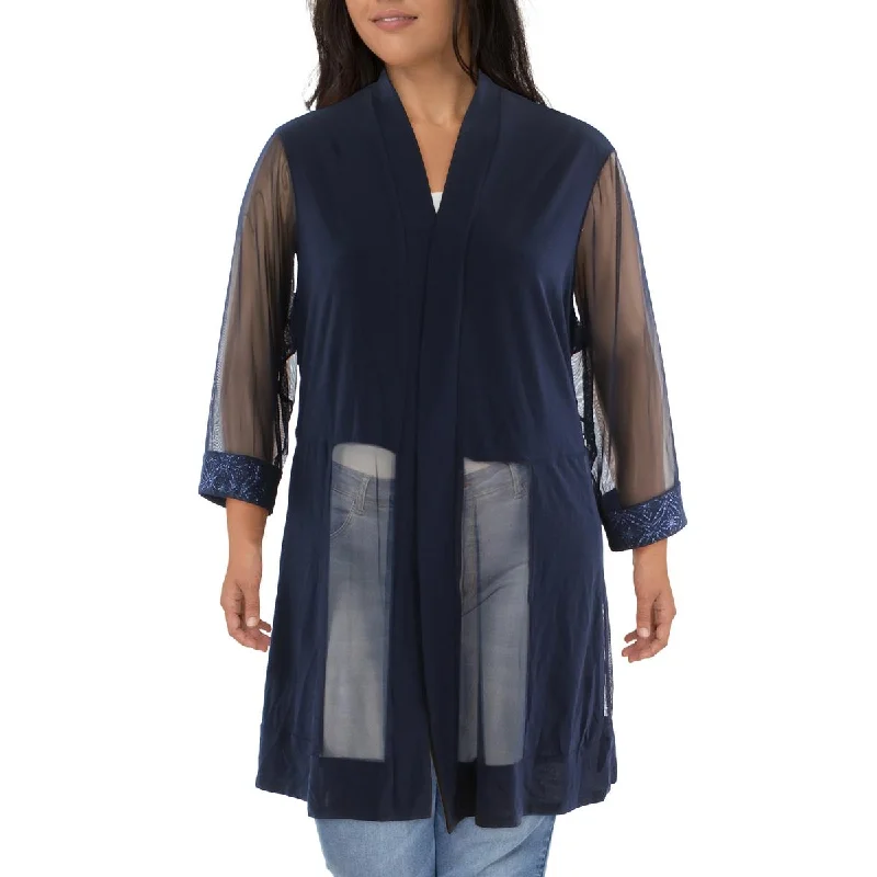 Midnight Sale Plus Womens Mesh Sleeves Open Front Jacket