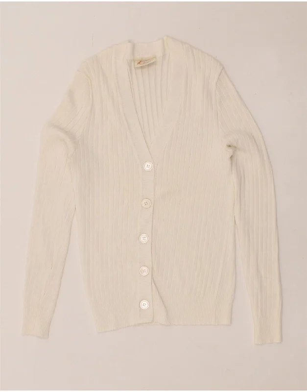 Act Now VINTAGE Womens Cardigan Sweater UK 4 XS White Acetate