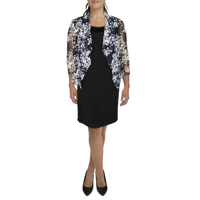 Major Savings Petites Womens Mesh Printed Collarless Blazer