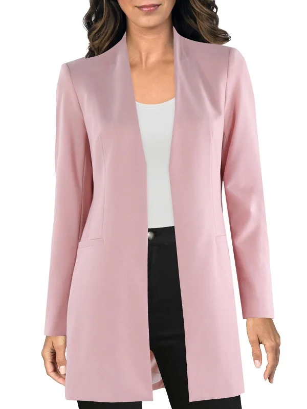 New Deals Womens Collarless Suit Separate Open-Front Blazer