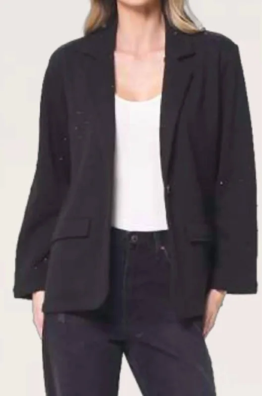 Epic Deals Fleece Blazer W/ Stones In Black