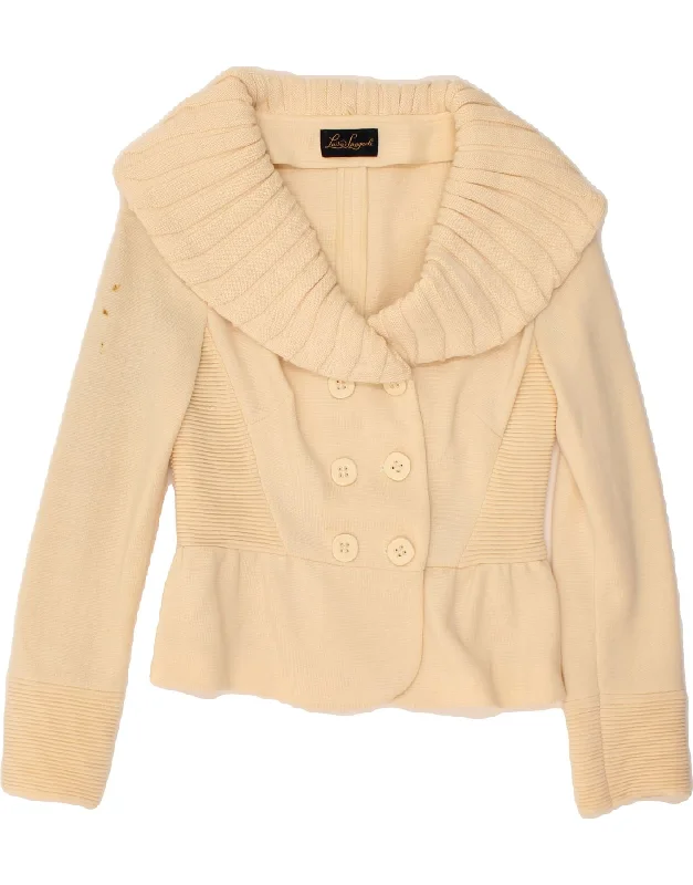 Best Deals LUISA SPAGNOLI Womens Cardigan Sweater UK 12 Medium Beige Wool